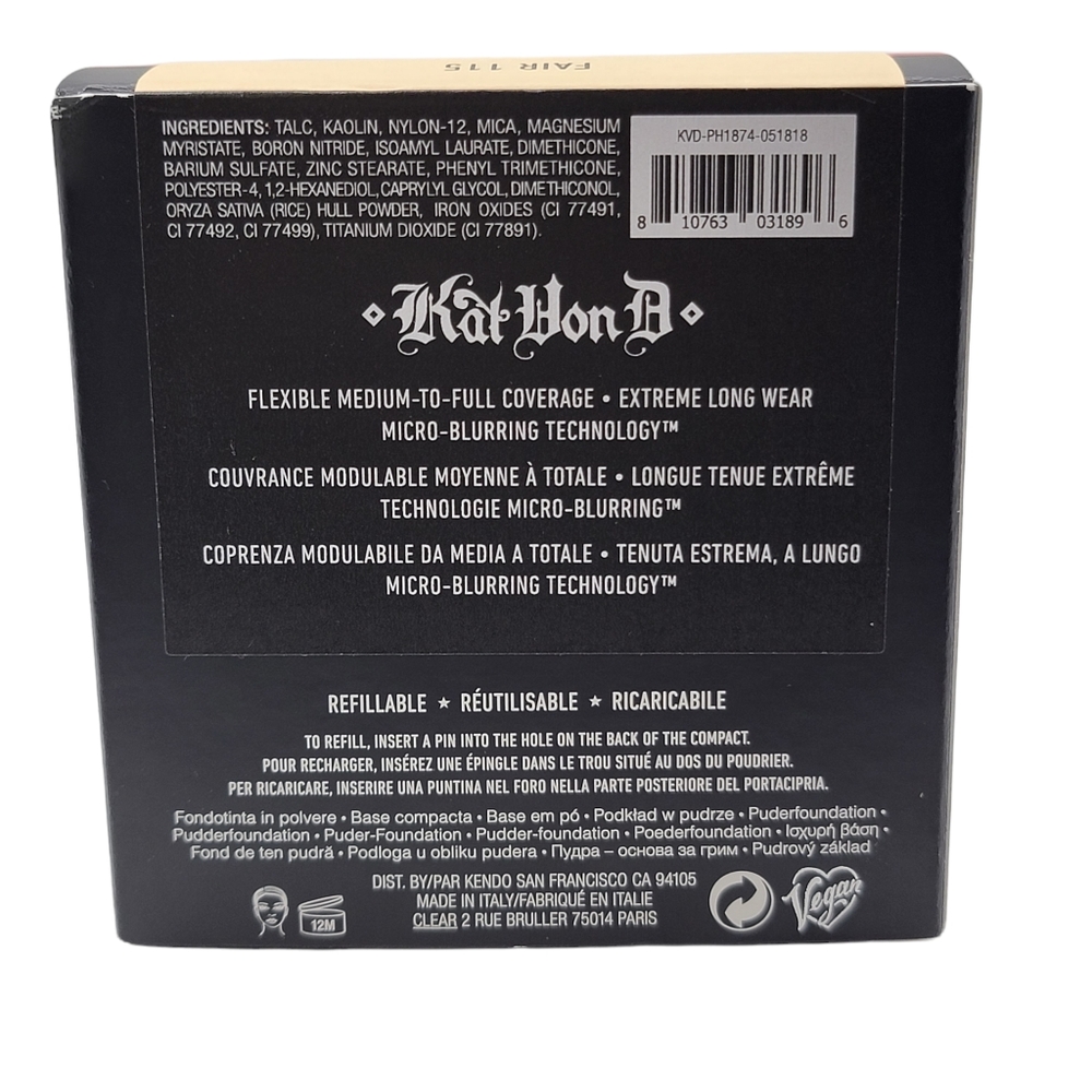 SOLD Kat Von D (KVD Vegan beauty) Lock-It Powder Foundation in Fair 115 - Picture 4 of 5